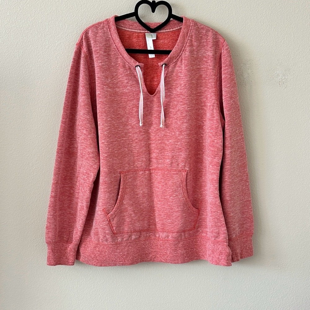 GreenTea Rose Mineral Wash Pullover Kangaroo Pouch Sweatshirt Size XL